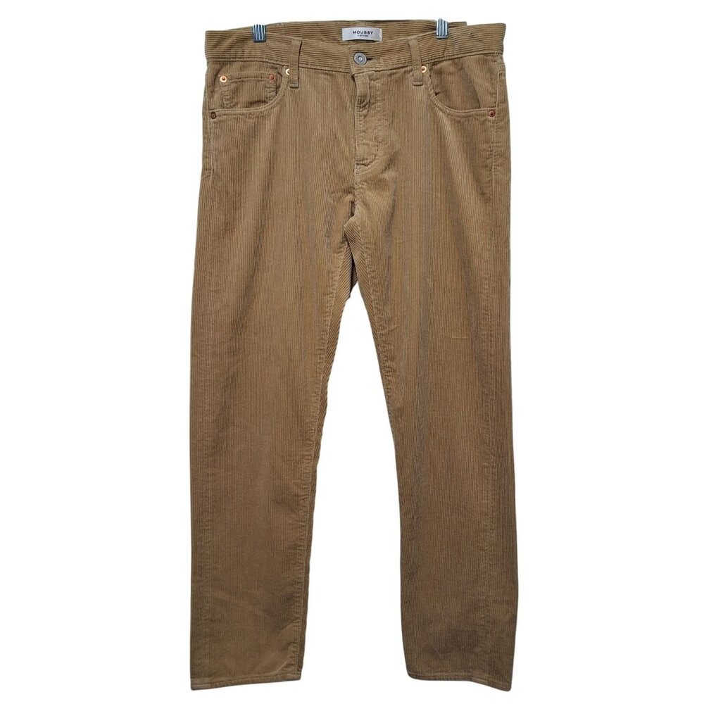 Moussy Vintage Ailey Corduroy Pants Mid-Rise Straight Leg Beige Sz 29 Minimalist